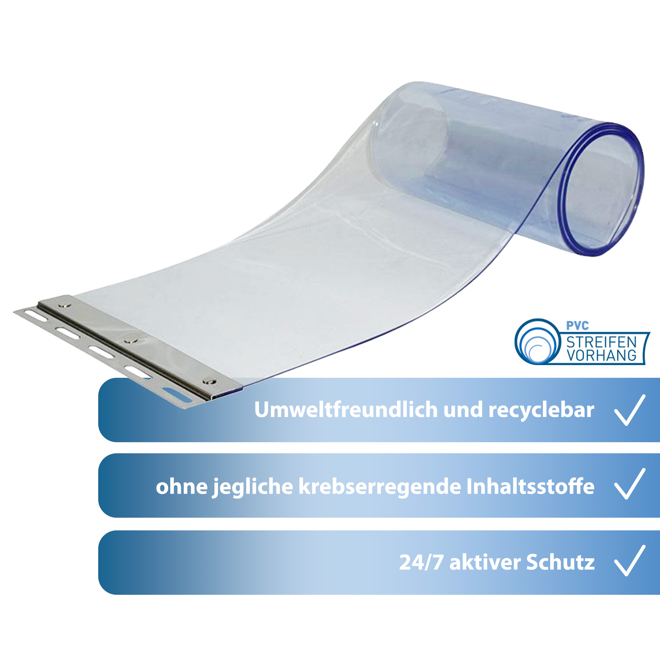 PVC Streifenvorhang blau-transparent Breite 3,25 m - Image 3