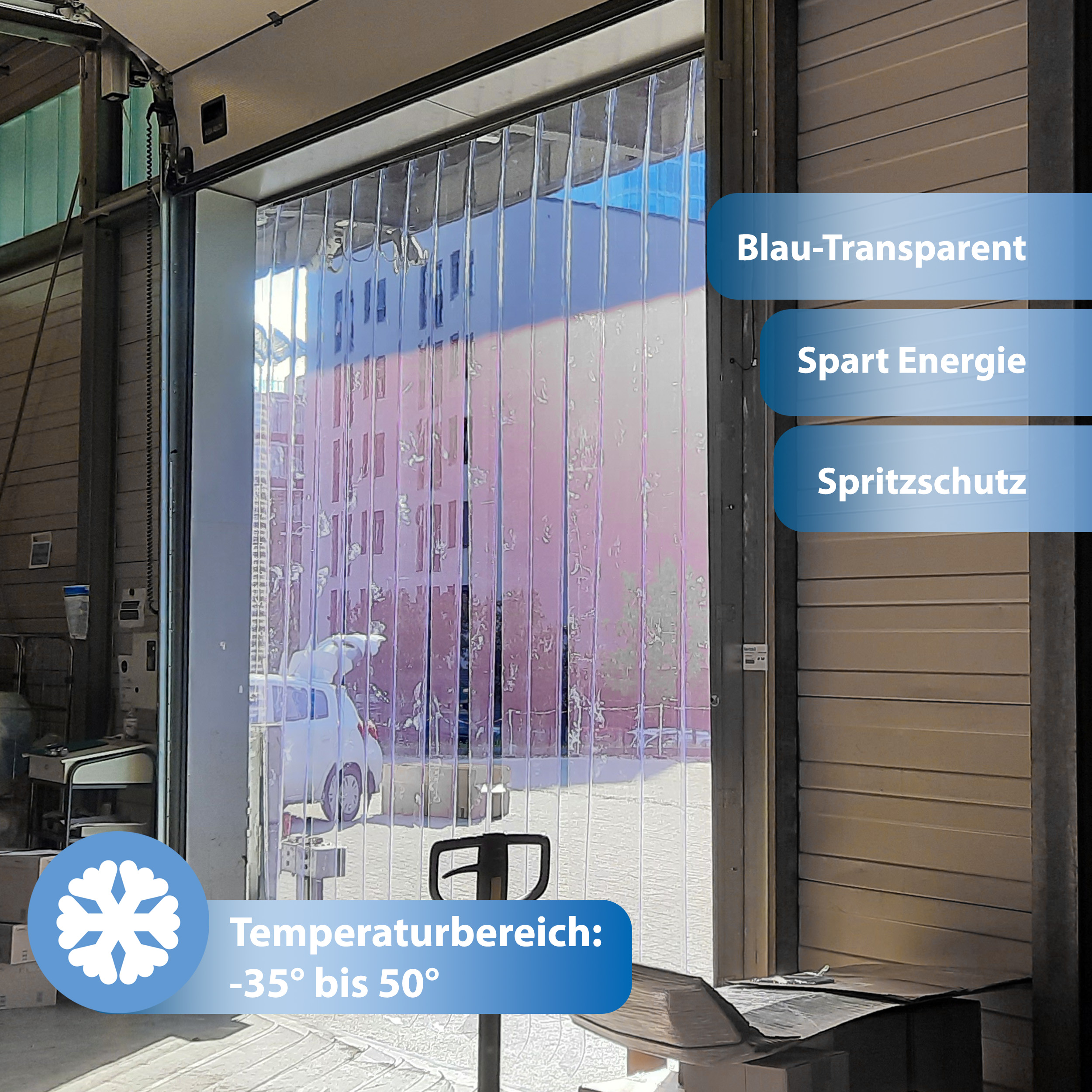 PVC Streifenvorhang blau-transparent Breite 1,00 m - Image 4