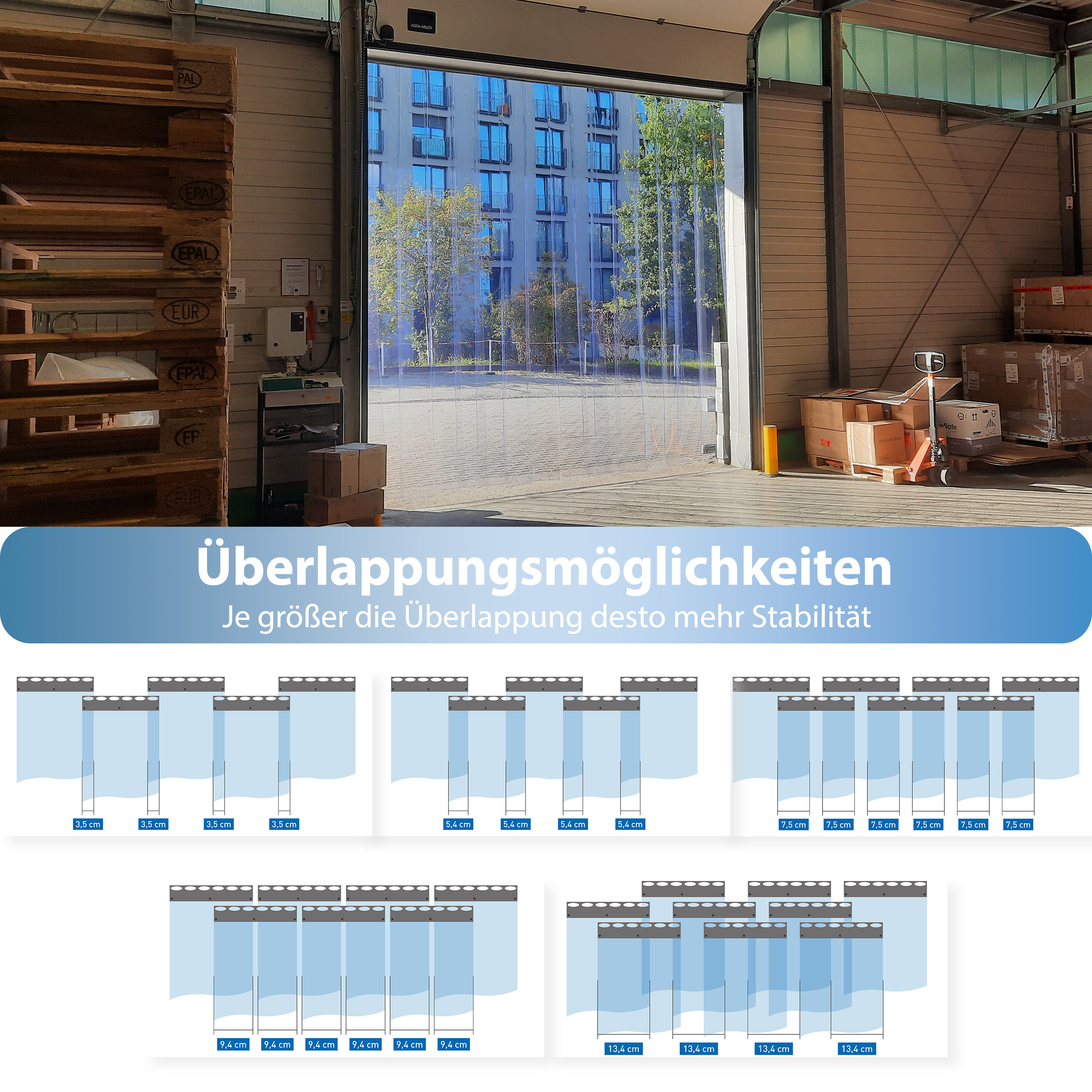 PVC Streifenvorhang blau-transparent Breite 1,00 m - Image 7